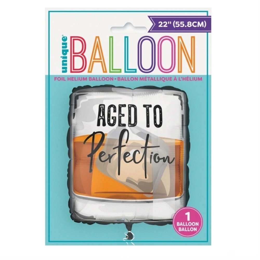 Unique Aged to Perfection Whiskey Glass Foil Balloon
